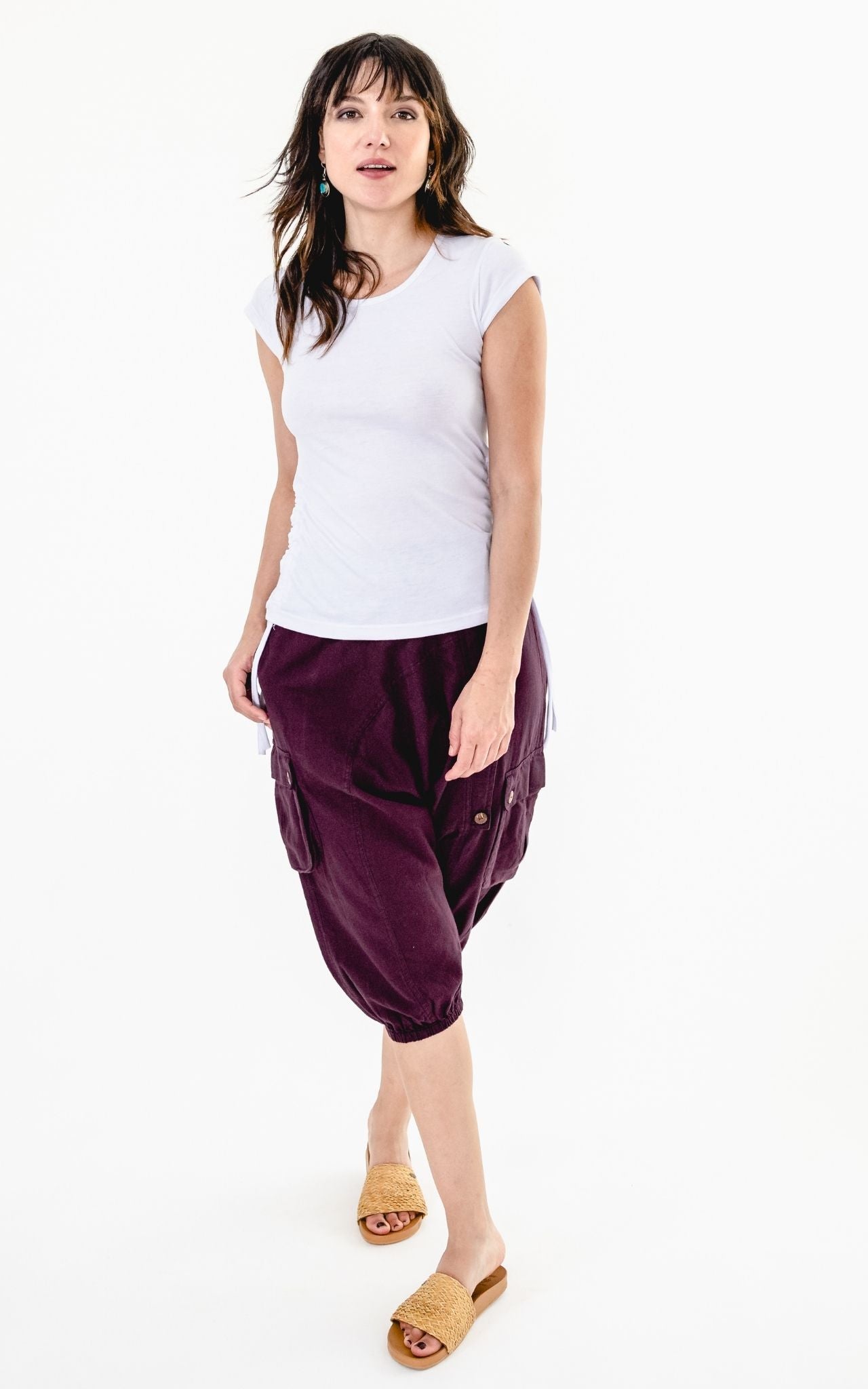 Surya Australia Ethical Cotton Drop Crotch Shorts made in Nepal - Wine