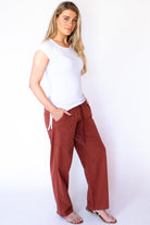 Surya Australia Ethical Cotton Loose Pants from Nepal - Rust