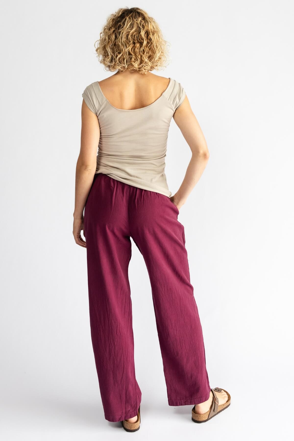 Surya Australia Ethical Cotton 'Dani' Pants made in Nepal - Wine