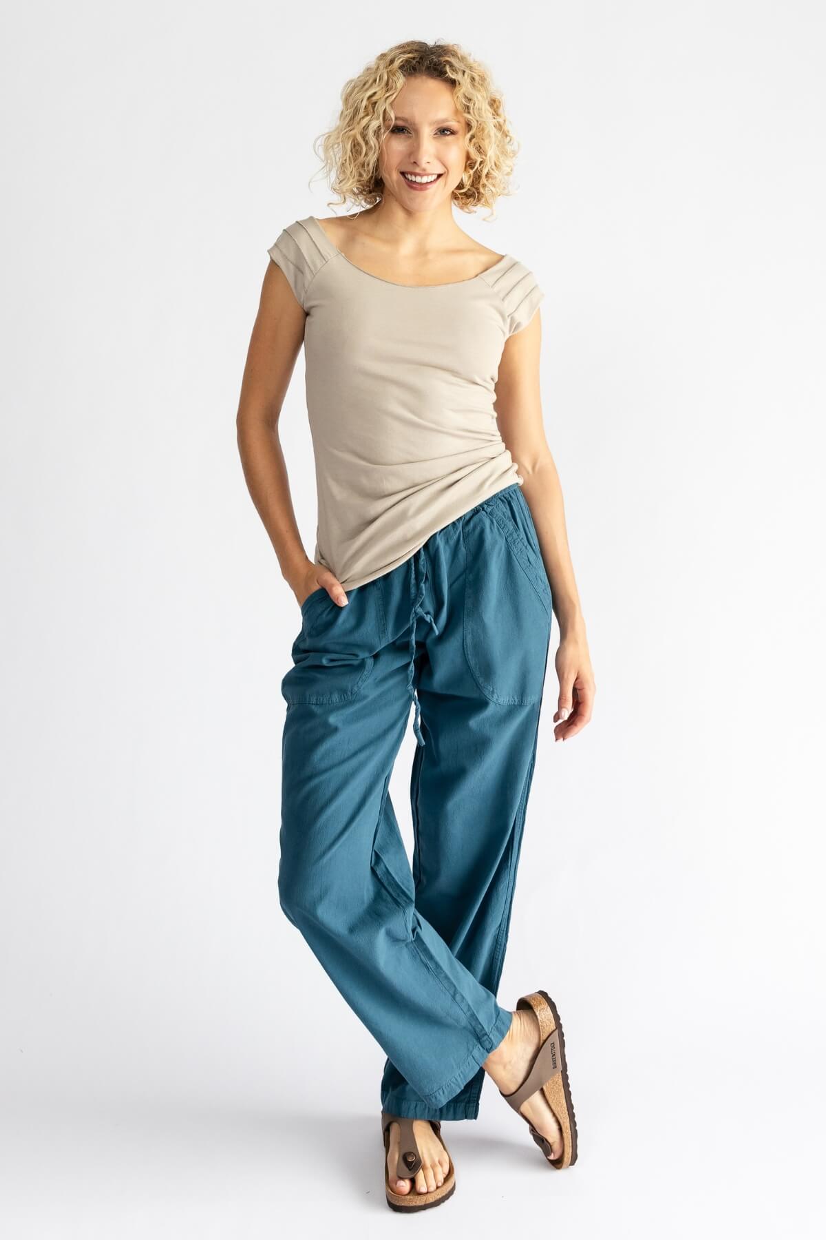 Surya Australia Ethical Cotton Everyday Pants made in Nepal - Turquoise