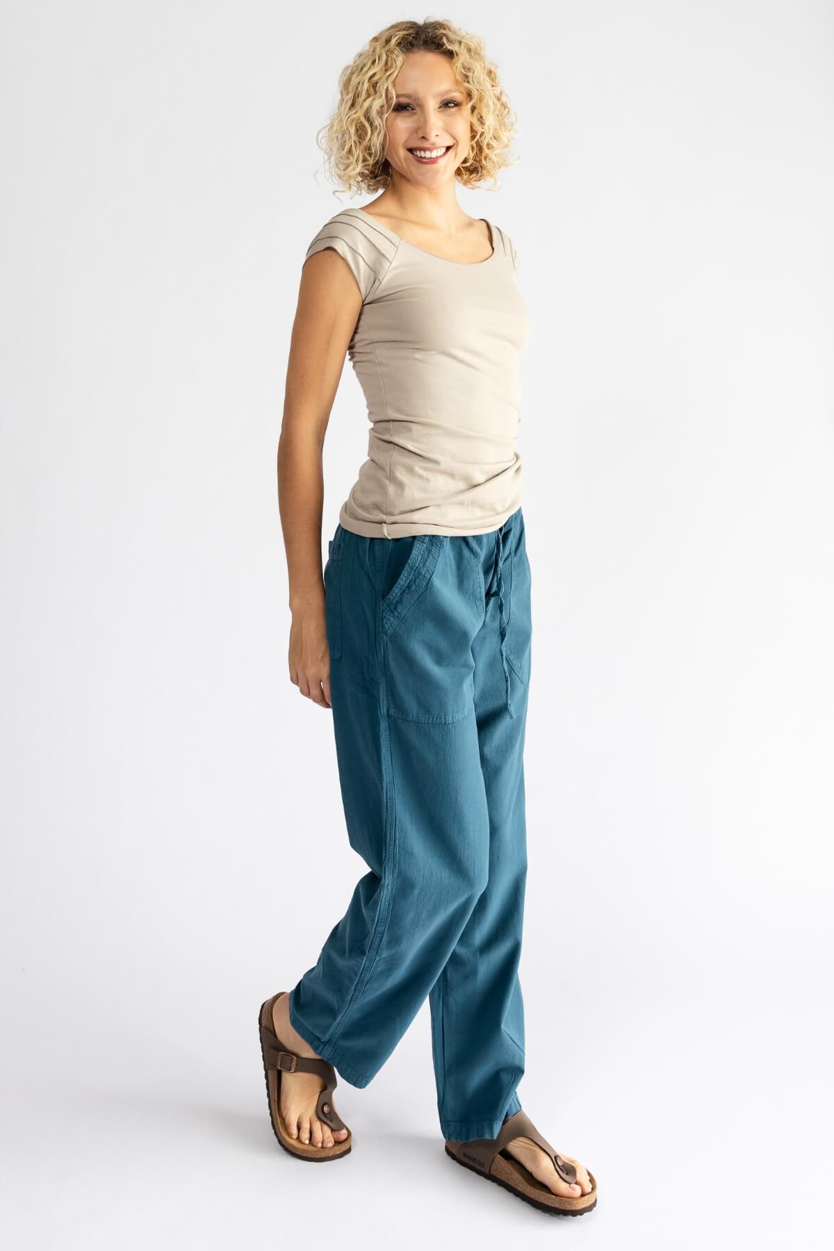 Surya Australia Ethical Cotton Everyday Pants made in Nepal - Turquoise