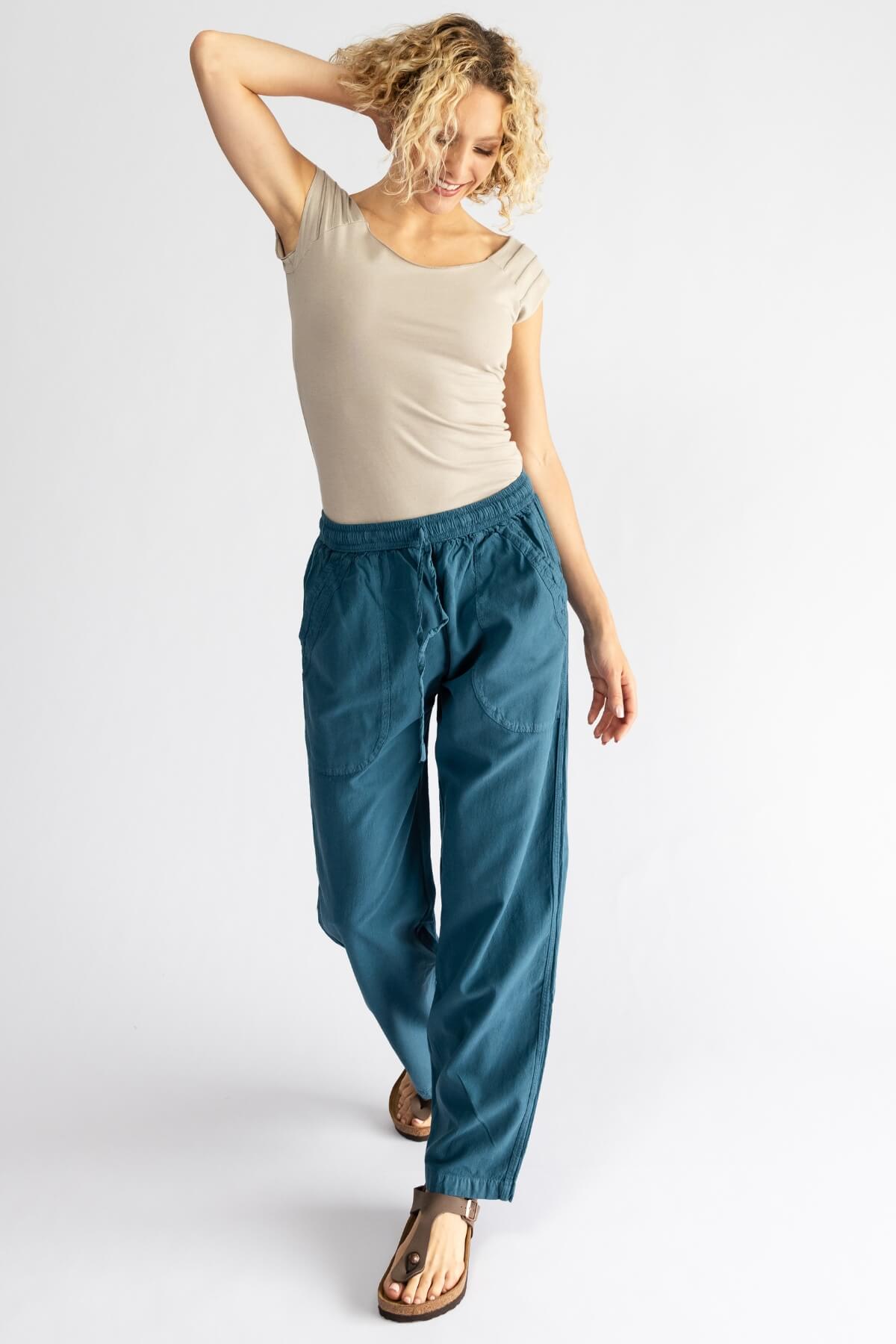 Surya Australia Ethical Cotton Everyday Pants made in Nepal - Turquoise