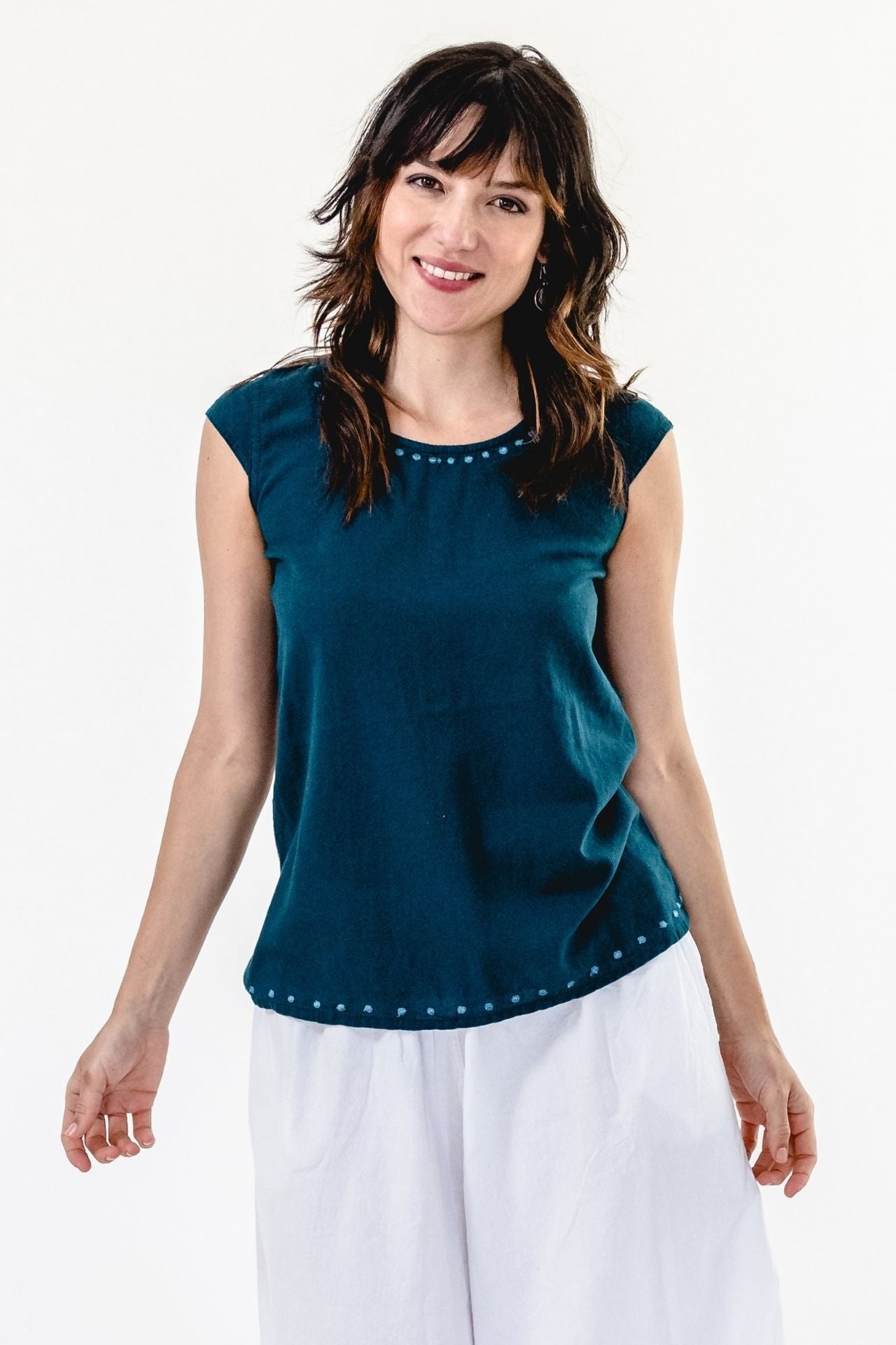 Surya Ethical Cotton 'Dali Top' made in Nepal - Turquoise