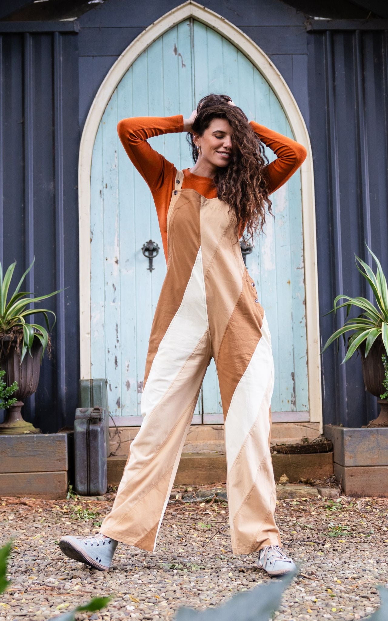 Surya Australia Ethical Cotton Freya Overalls made in Nepal - Tan