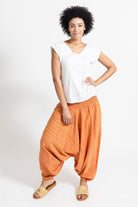 Surya Australia Ethical Cotton Low Crotch Pintuck Pants from Nepal - Orange