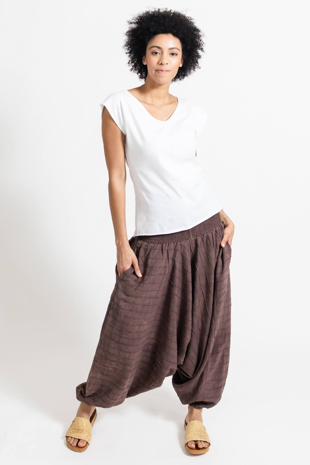 Surya Australia Ethical Cotton Low Crotch Pants made in Nepal - Chocolate