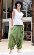 Surya Australia Ethical Cotton Low Crotch Pintuck' Pants from Nepal - Green