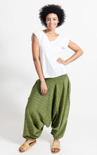 Surya Australia Ethical Cotton Low Crotch Pintuck' Pants from Nepal - Green