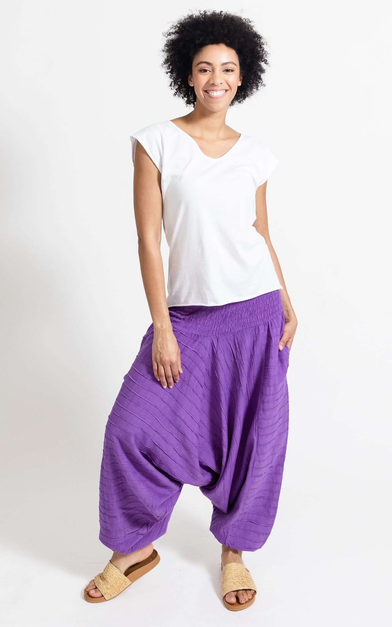 Surya Australia Ethical Cotton Low Crotch Harem Style Pants made in Nepal - Purple