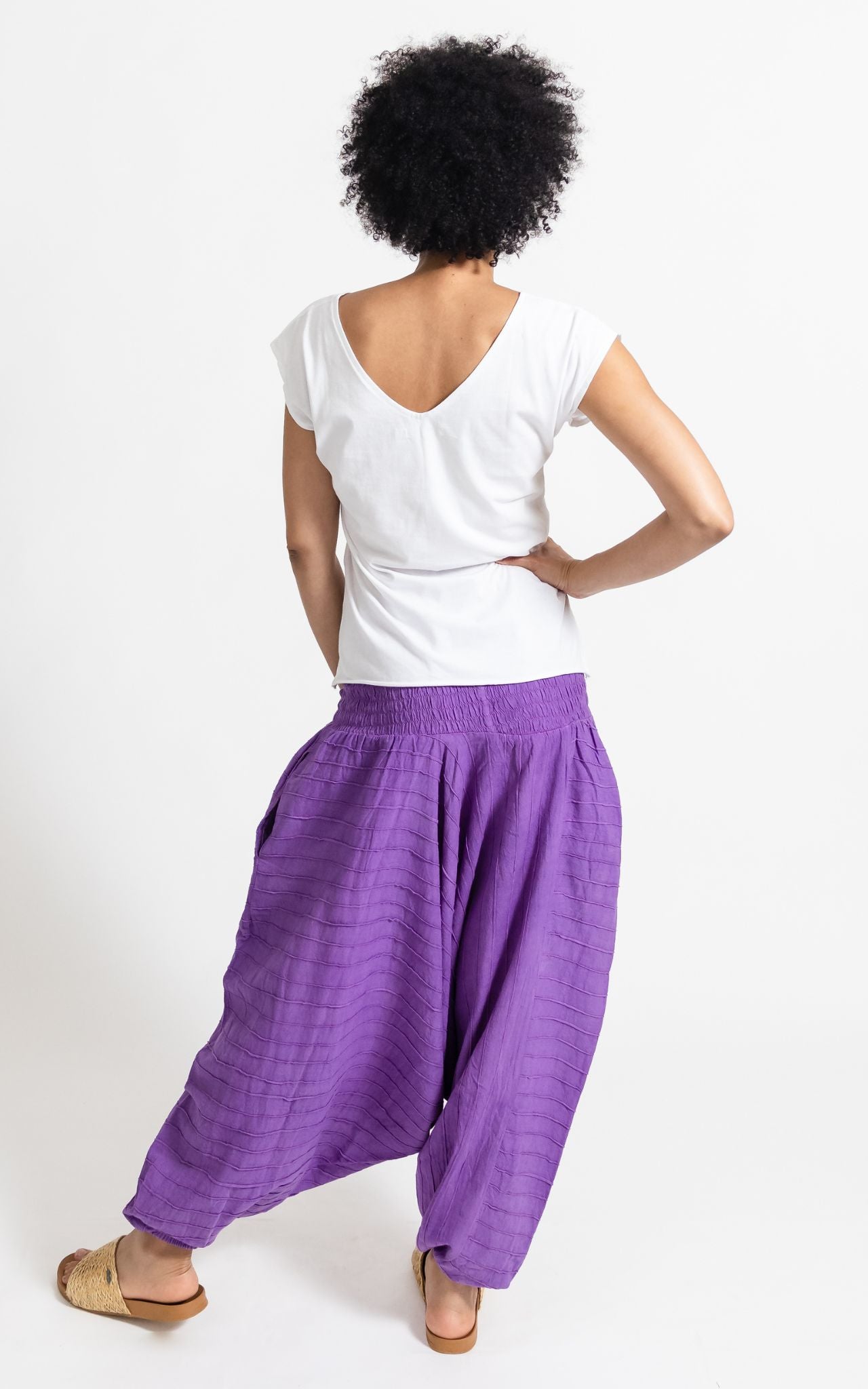 Surya Australia Ethical Cotton Low Crotch Harem Style Pants made in Nepal - Purple