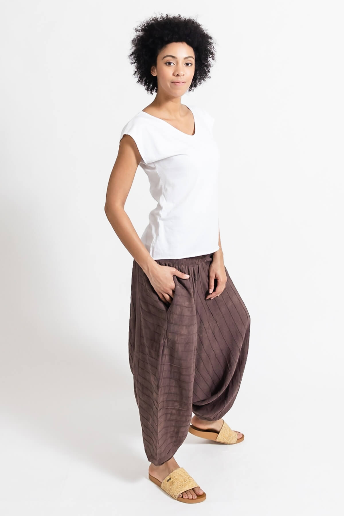 Surya Australia Ethical Cotton Low Crotch Pants made in Nepal - Chocolate