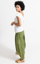 Surya Australia Ethical Cotton Low Crotch Pintuck' Pants from Nepal - Green