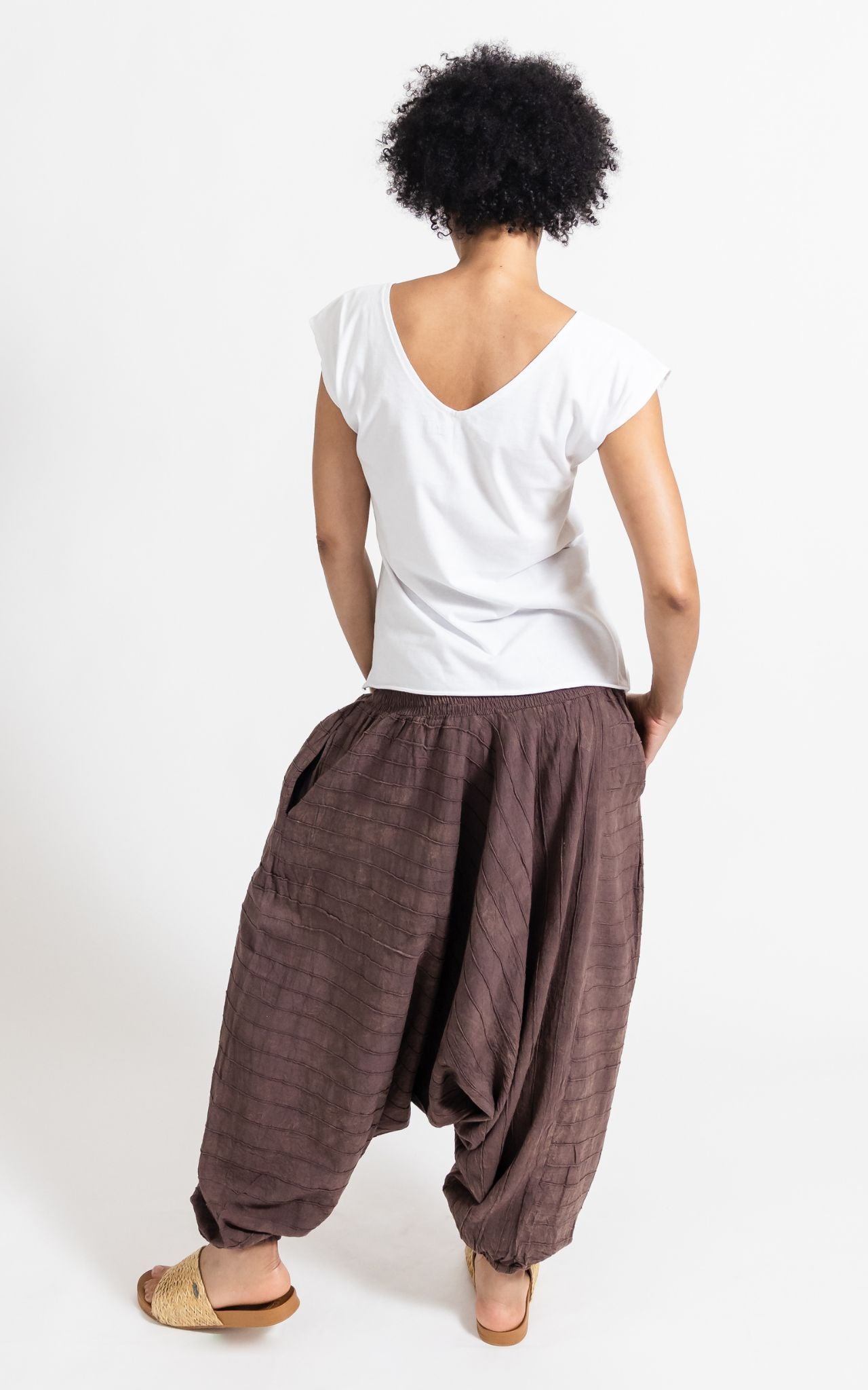 Surya Australia Ethical Cotton Low Crotch Harem Style Pants made in Nepal - Chocolate