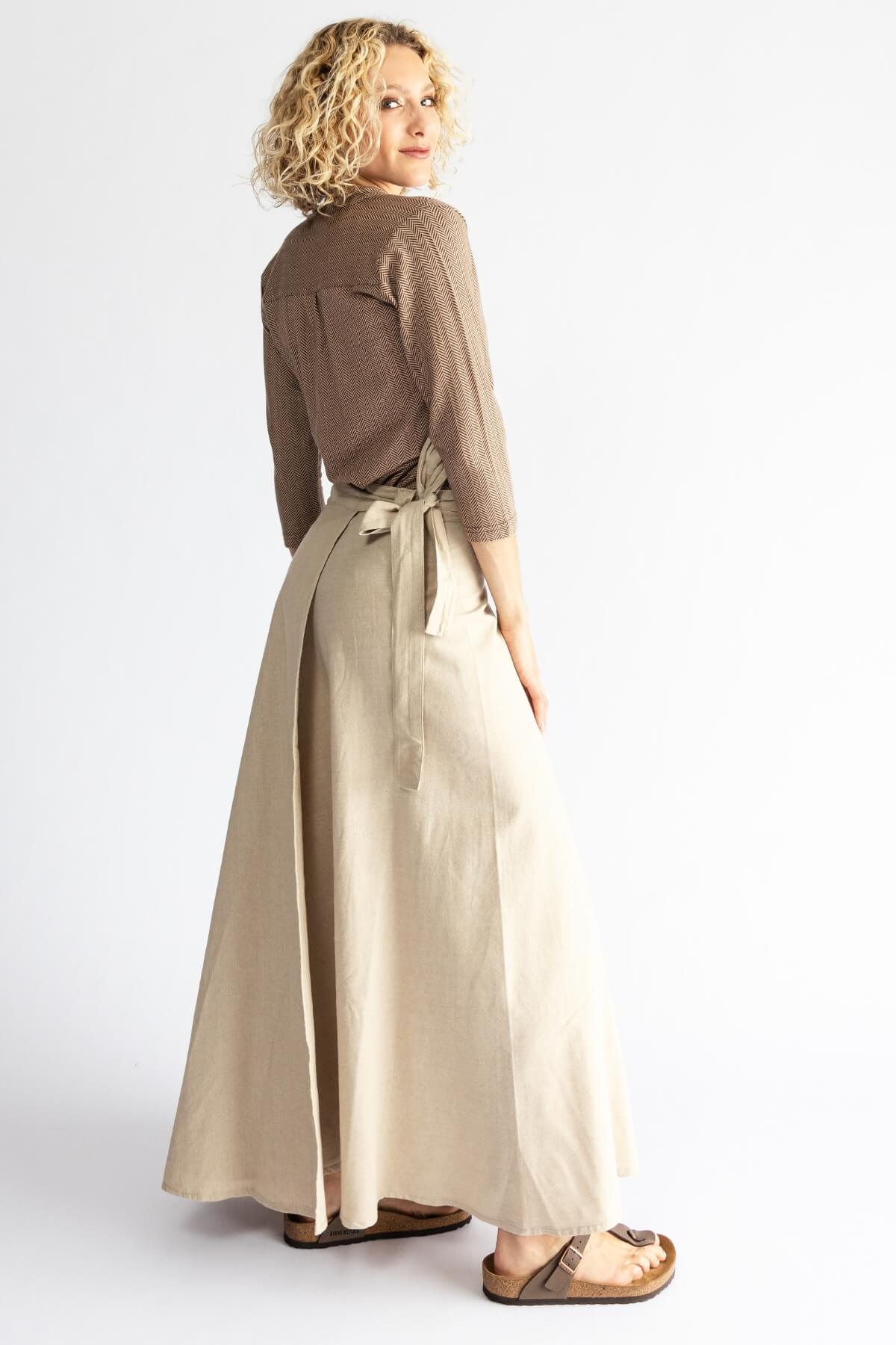Cotton Maxi Wrap Skirt Oatmeal Ethically made in Nepal Surya