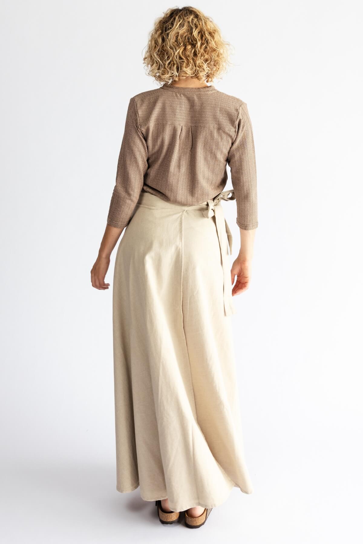 Surya Australia Ethical Cotton Wrap Skirt made in Nepal - Oatmeal