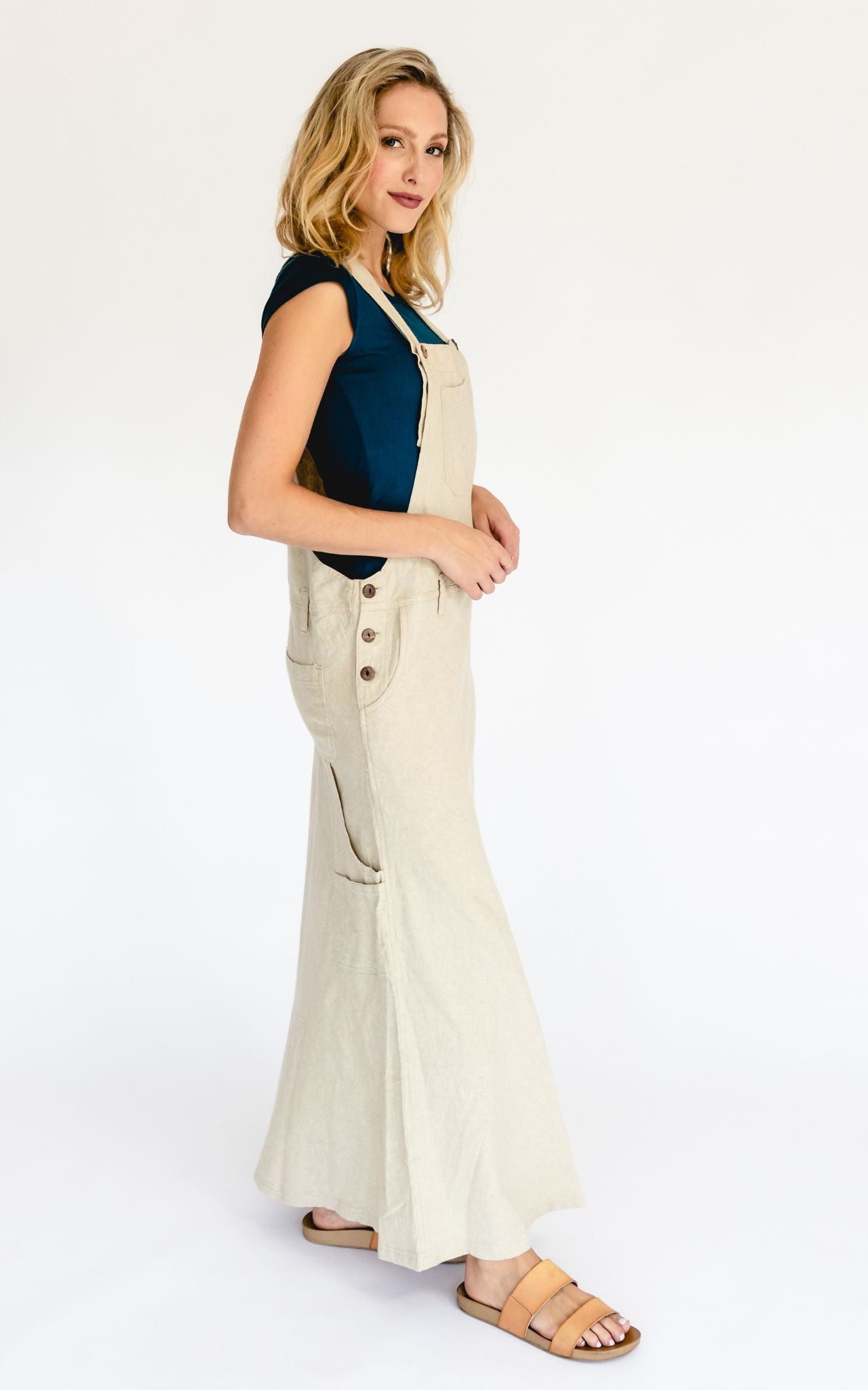 Denim overall maxi dress 2025
