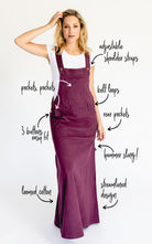 Surya Australia Ethical Cotton Overall Maxi Dress from Nepal - Wine