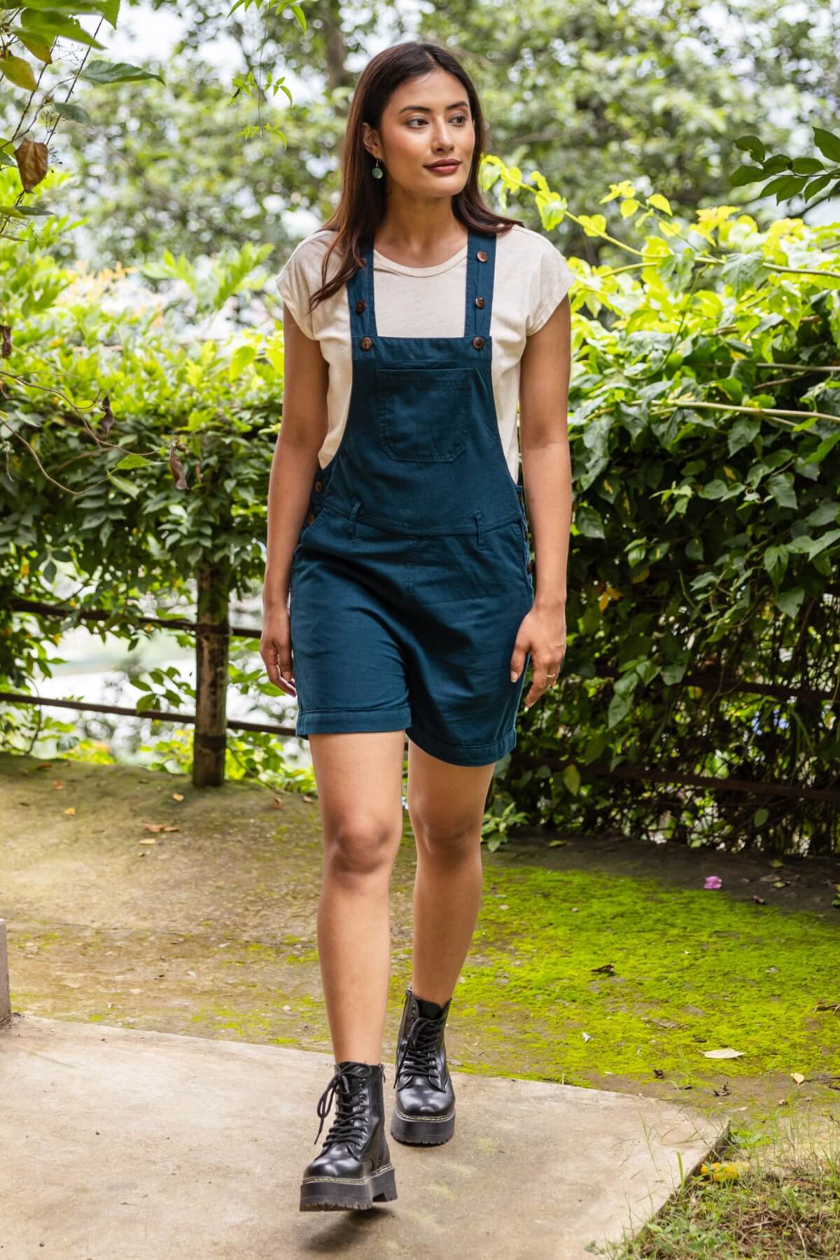 Surya Cotton Short Overalls (Dungarees) made in Nepal - Turquoise