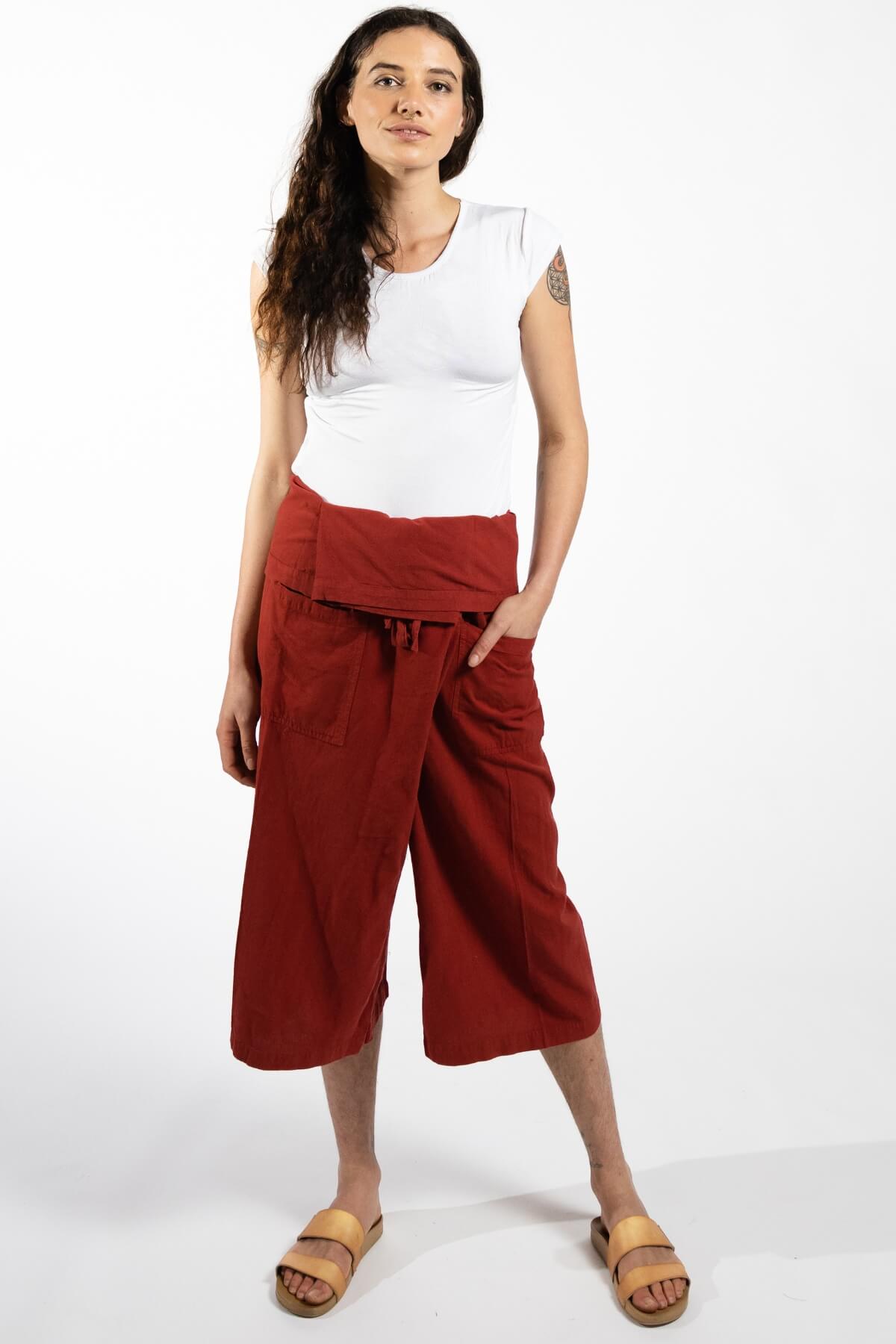 Surya Australia Short Fisherman Pants made in Nepal - Rust