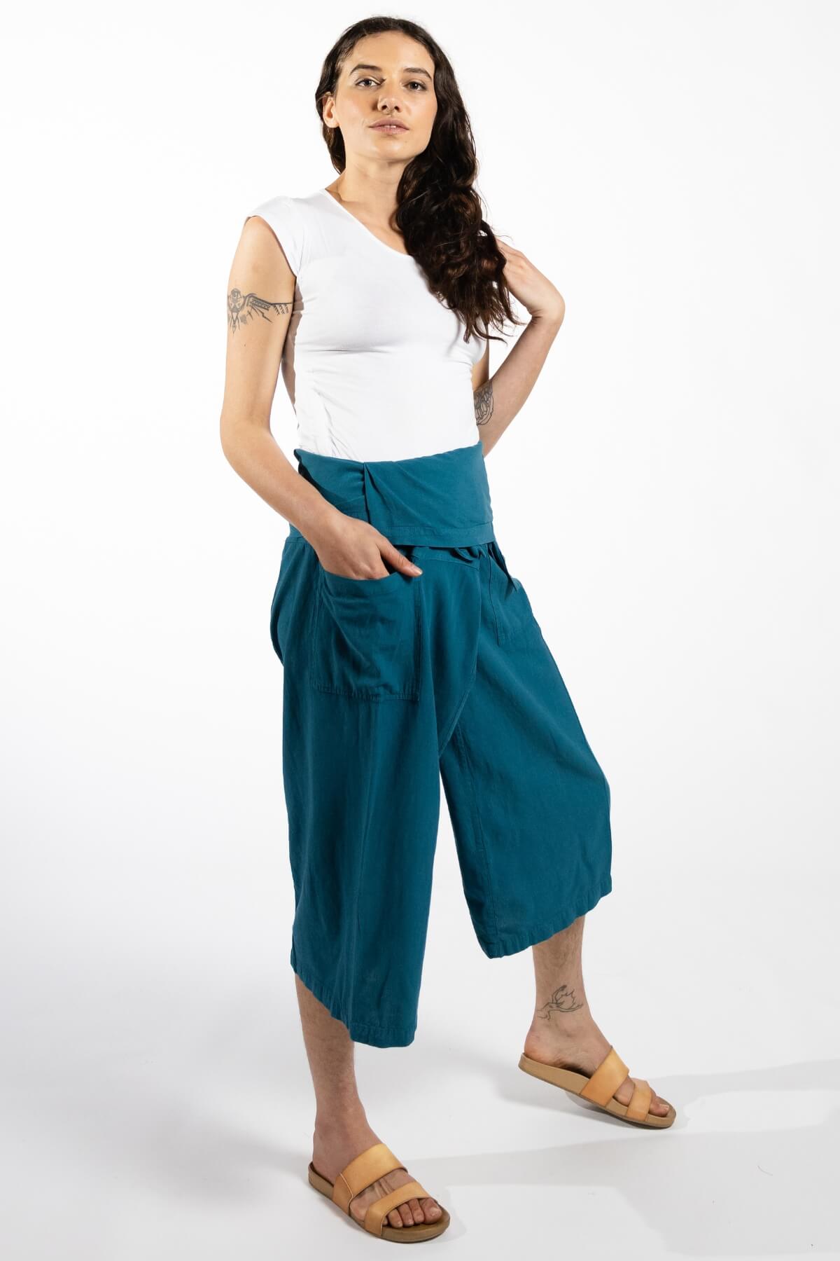 Surya Australia Short Fisherman Pants made in Nepal - Turquoise