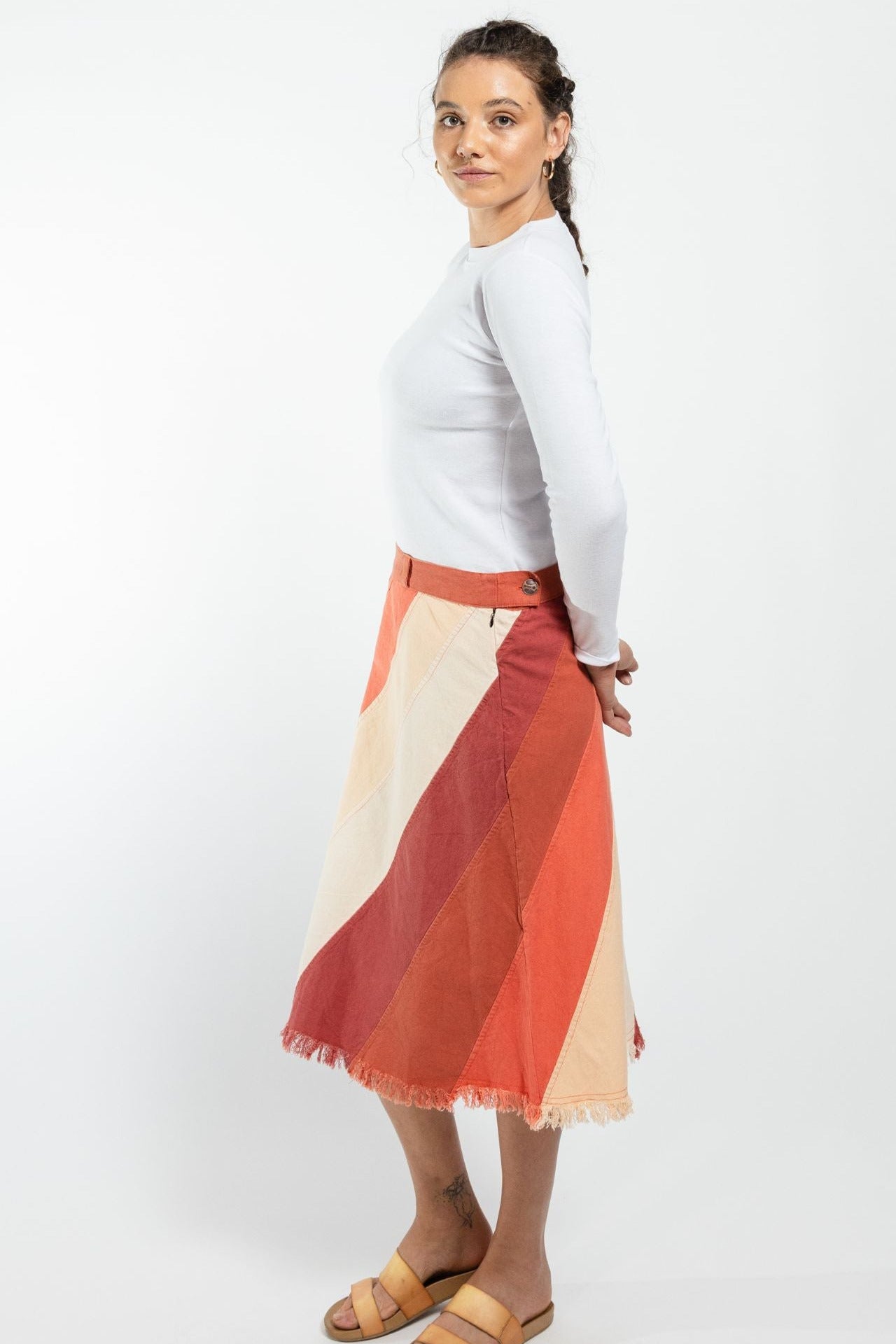 Graded Cotton Freya Skirt Burnt Orange Ethically made in Nepal Surya