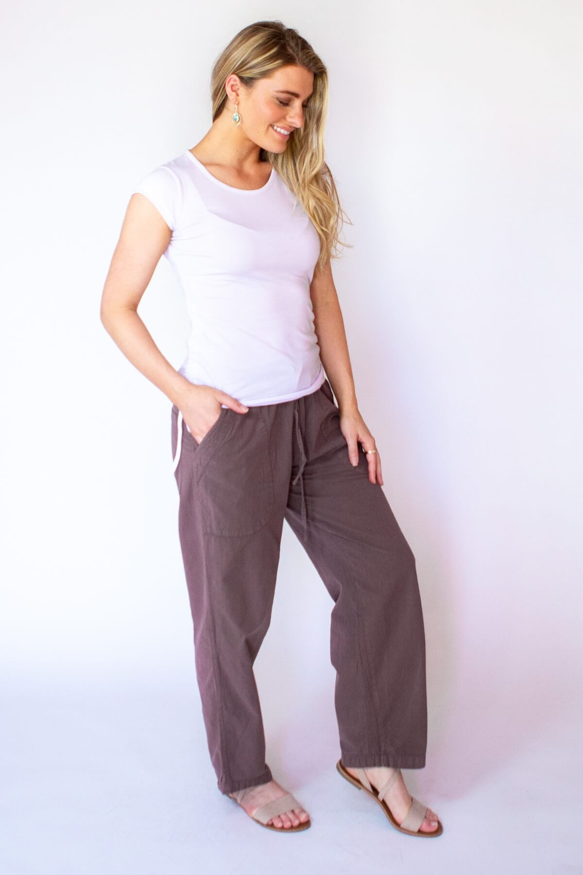 Surya Australia Ethical Cotton 'Dani' Pants made in Nepal - Taupe