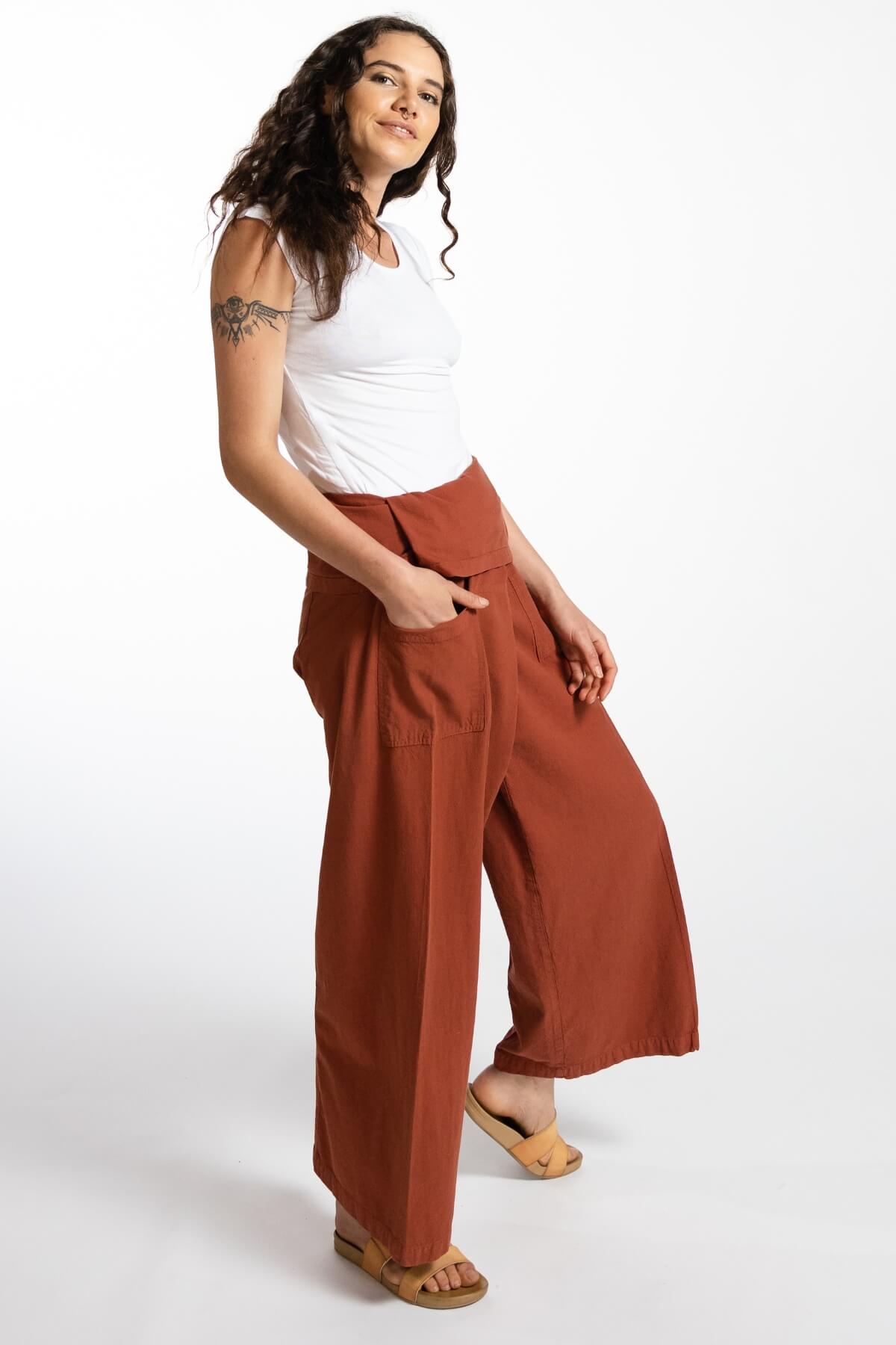 Surya Australia Cotton Thai Fisherman Pants made in Nepal - Rust