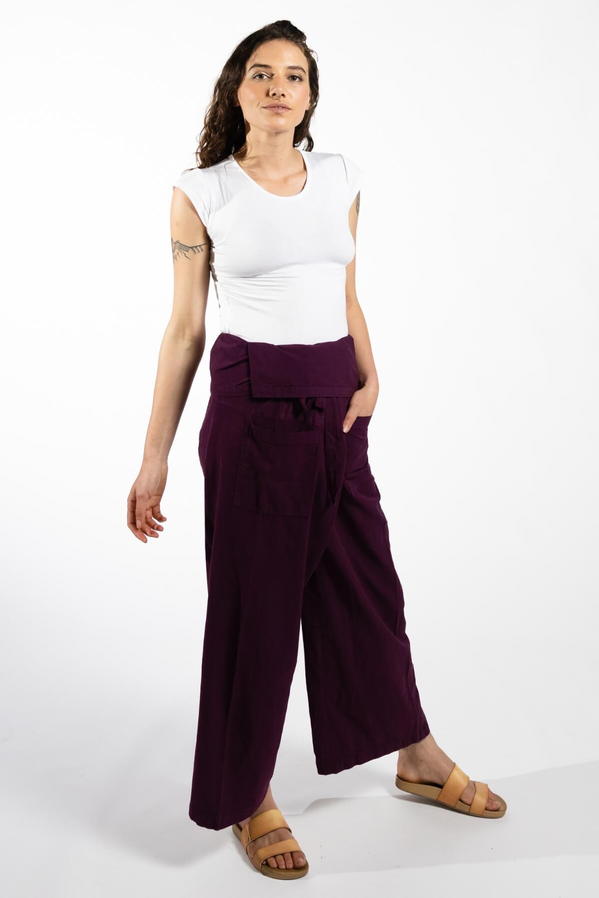 Surya Australia Cotton Thai Fisherman Pants made in Nepal - Wine