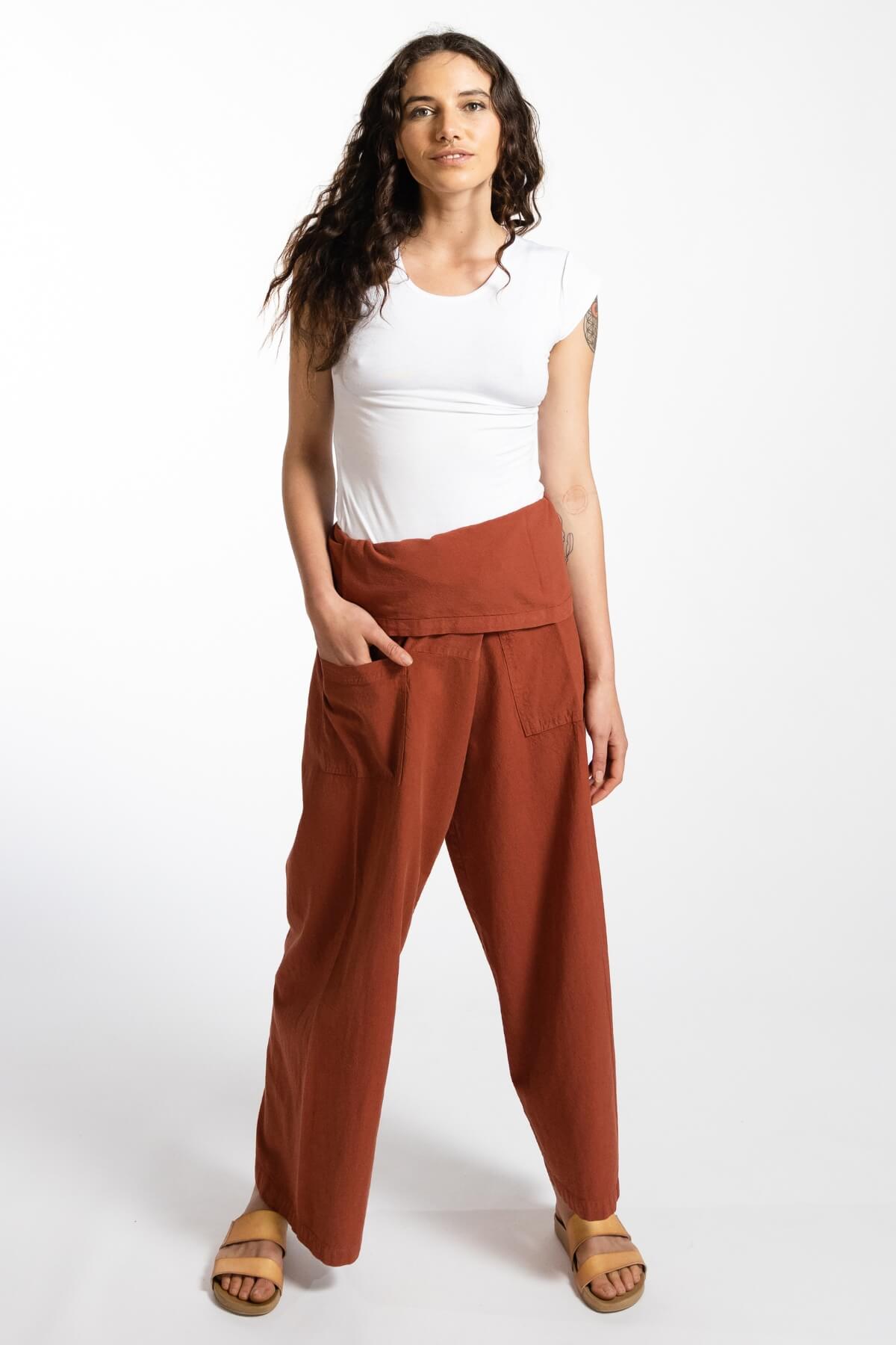 Surya Australia Cotton Thai Fisherman Pants made in Nepal - Rust