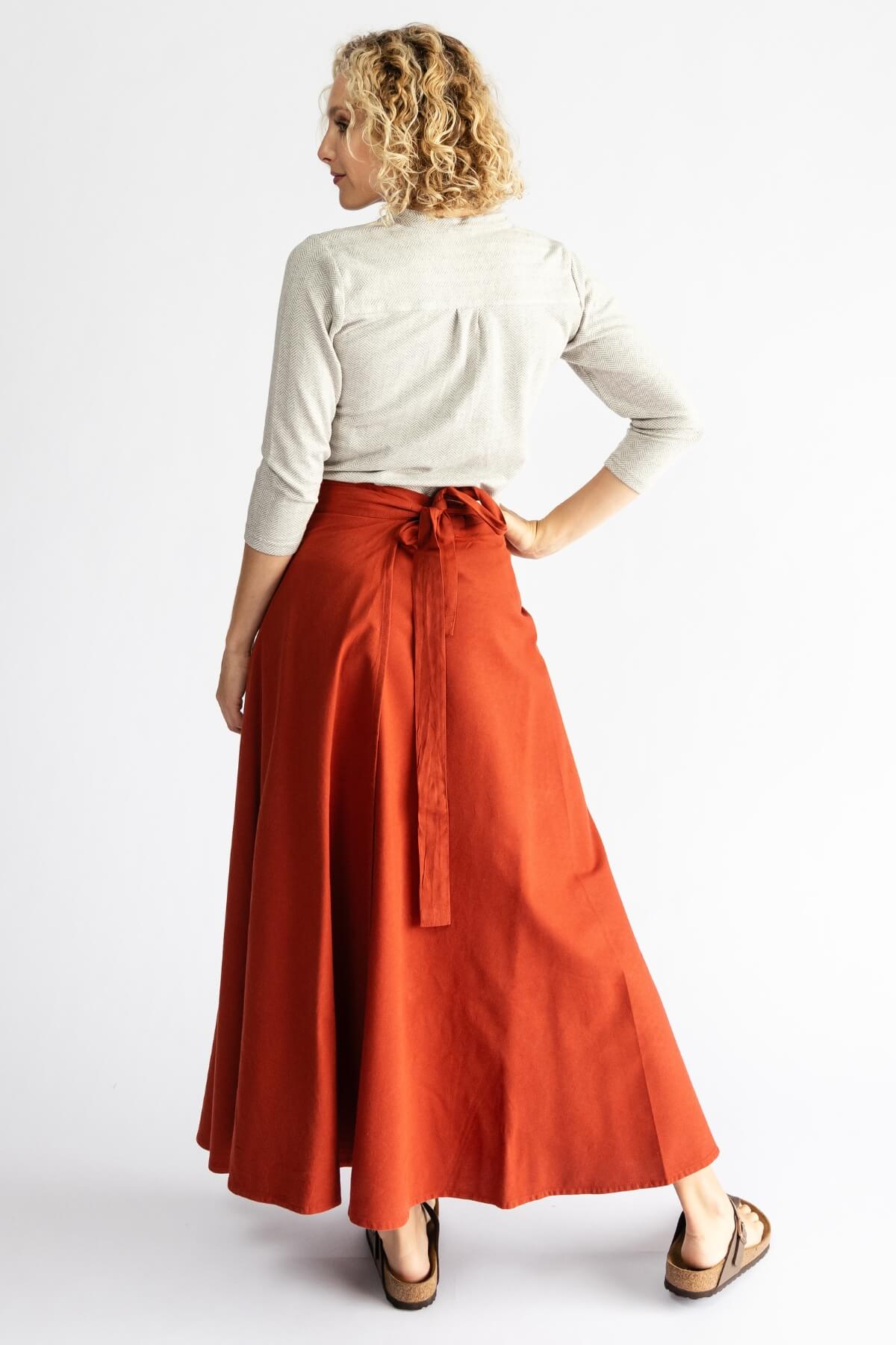 Surya Australia Ethical Cotton Wrap Skirt made in Nepal - Rust