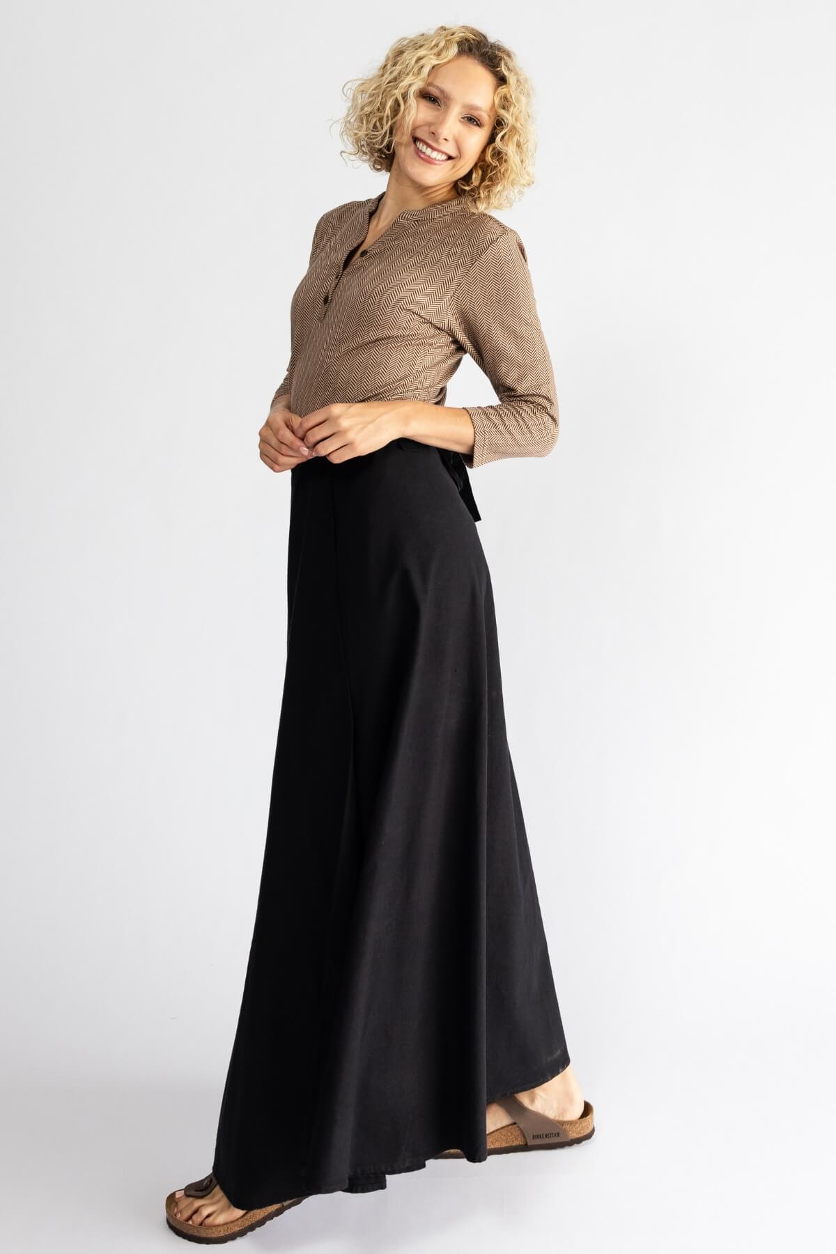 Surya Australia Ethical Cotton Wrap Skirt made in Nepal - Black