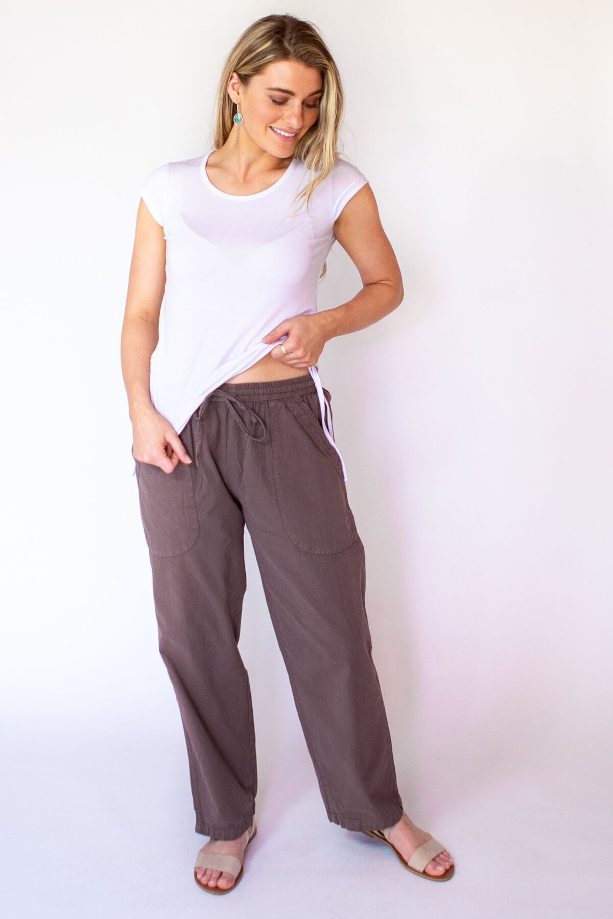 Surya Australia Ethical Cotton 'Dani' Pants made in Nepal - Taupe