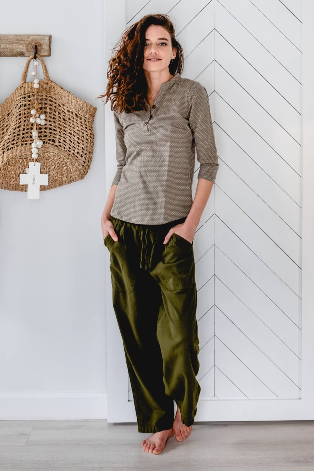 Surya Australia Ethical Cotton Loose Pants from Nepal - Green