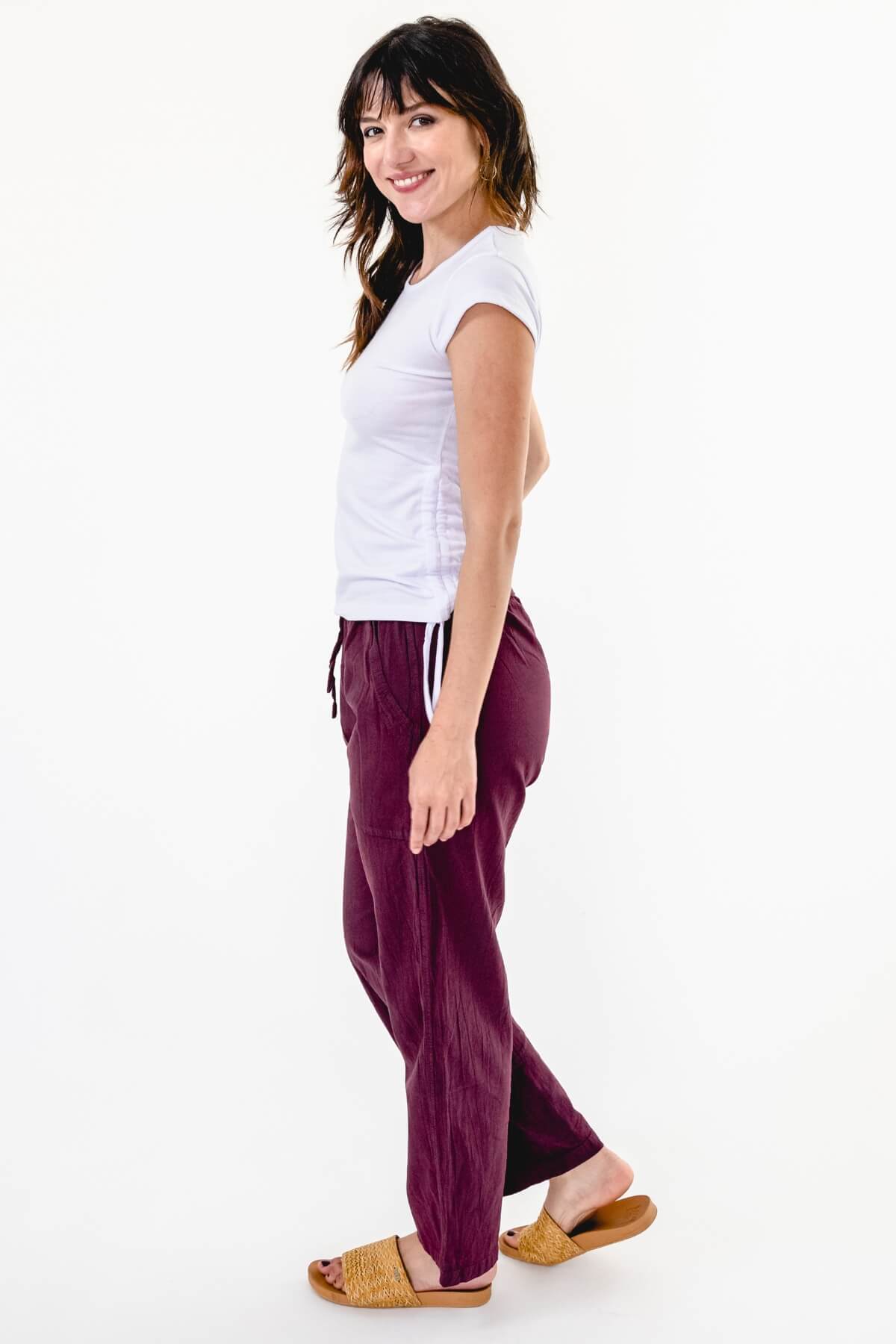 Surya Australia Ethical Cotton 'Dani' Pants made in Nepal - Wine