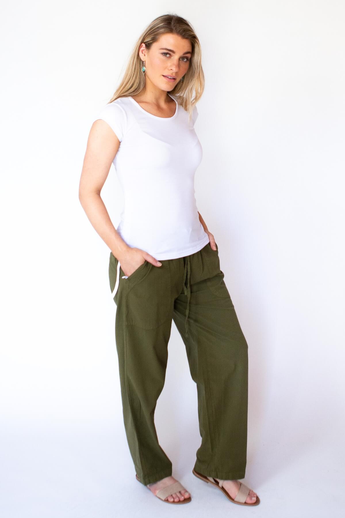 Surya Australia Ethical Cotton Loose Pants from Nepal - Green