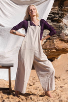 Surya Baggy Cotton Overalls Dungarees made in Nepal - Oatmeal