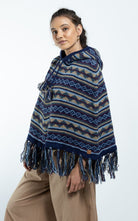 Surya Australia Ethical Wool Poncho made in Nepal - Blue