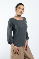 Surya The Label Ethical Organic Cotton 'Zoé' Top made in Nepal - Dusty Grey