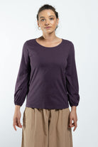 Surya The Label Ethical Organic Cotton 'Zoé' Top made in Nepal - Eggplant