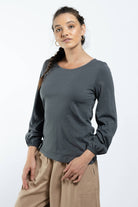 Surya The Label Ethical Organic Cotton 'Zoé' Top made in Nepal - Dusty Grey