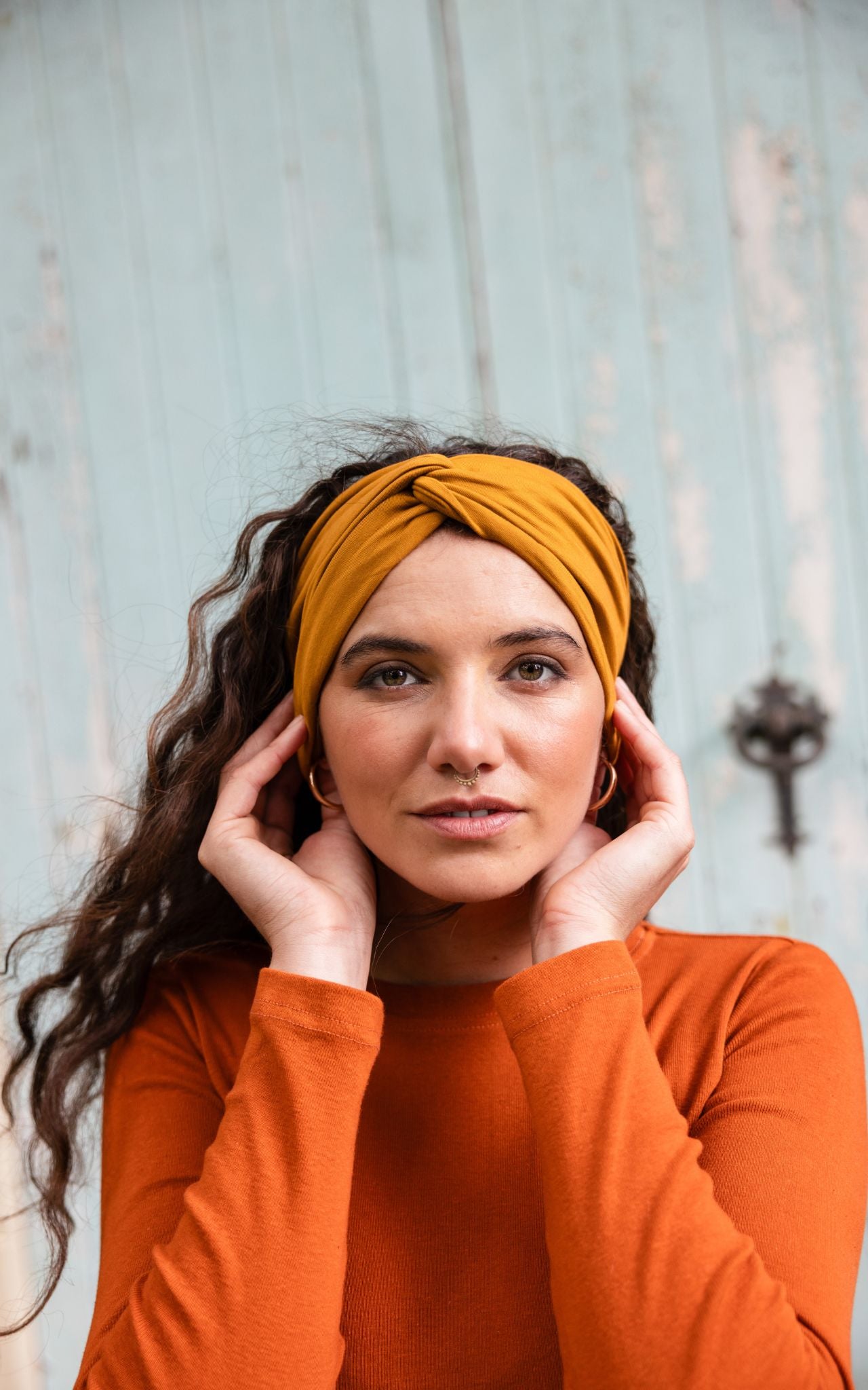 Surya Australia Organic Cotton Knot Headband made in Nepal - Mustard