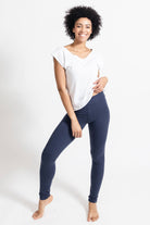 Surya Australia Organic Cotton Jacquard Leggings made in Nepal - Cobalt