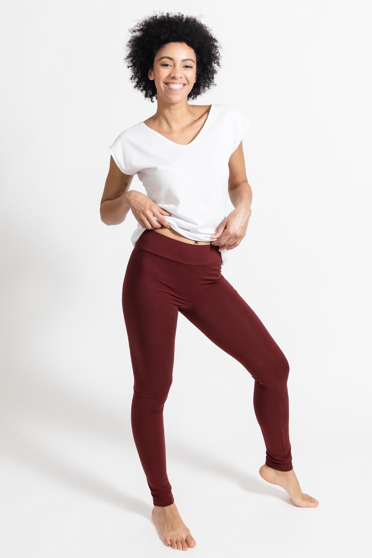 Surya Australia Organic Cotton Leggings made in Nepal - Berry