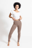 Surya Australia Organic Cotton Jacquard Leggings made in Nepal - Coffee