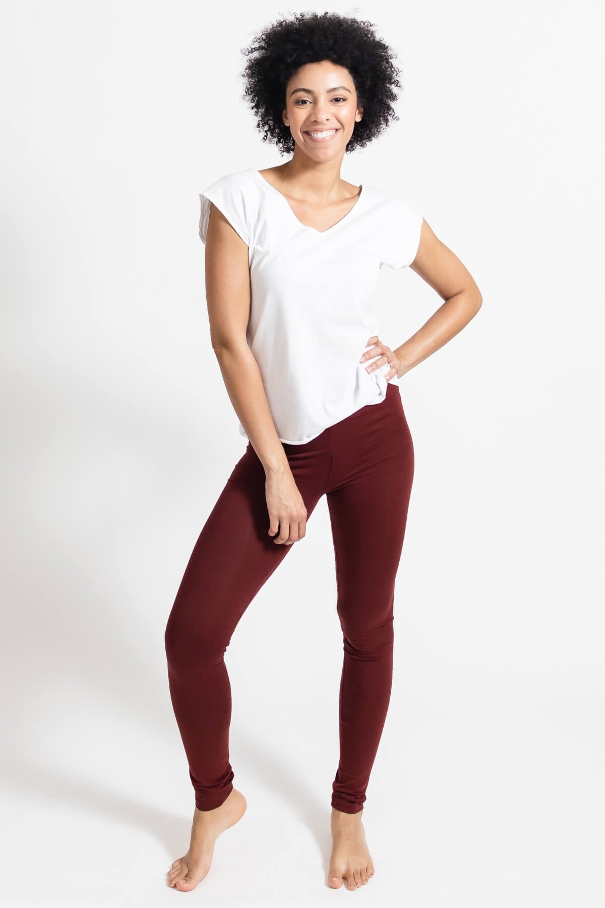 Surya Australia Organic Cotton Leggings made in Nepal - Berry