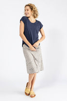 Surya Organic Cotton Mantra Print Skirt made in Nepal - Oatmeal