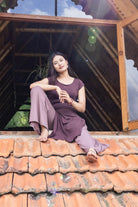 Surya Organic Cotton 'Sarita' Dress made in Nepal - Dusty Blue