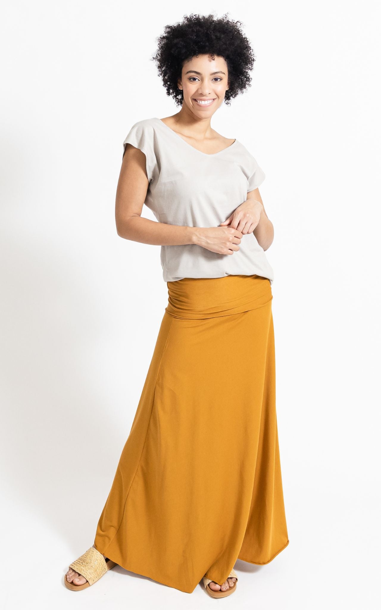 Surya Australia Organic Cotton Maxi 'Sonder' Skirt made in Nepal - Turmeric