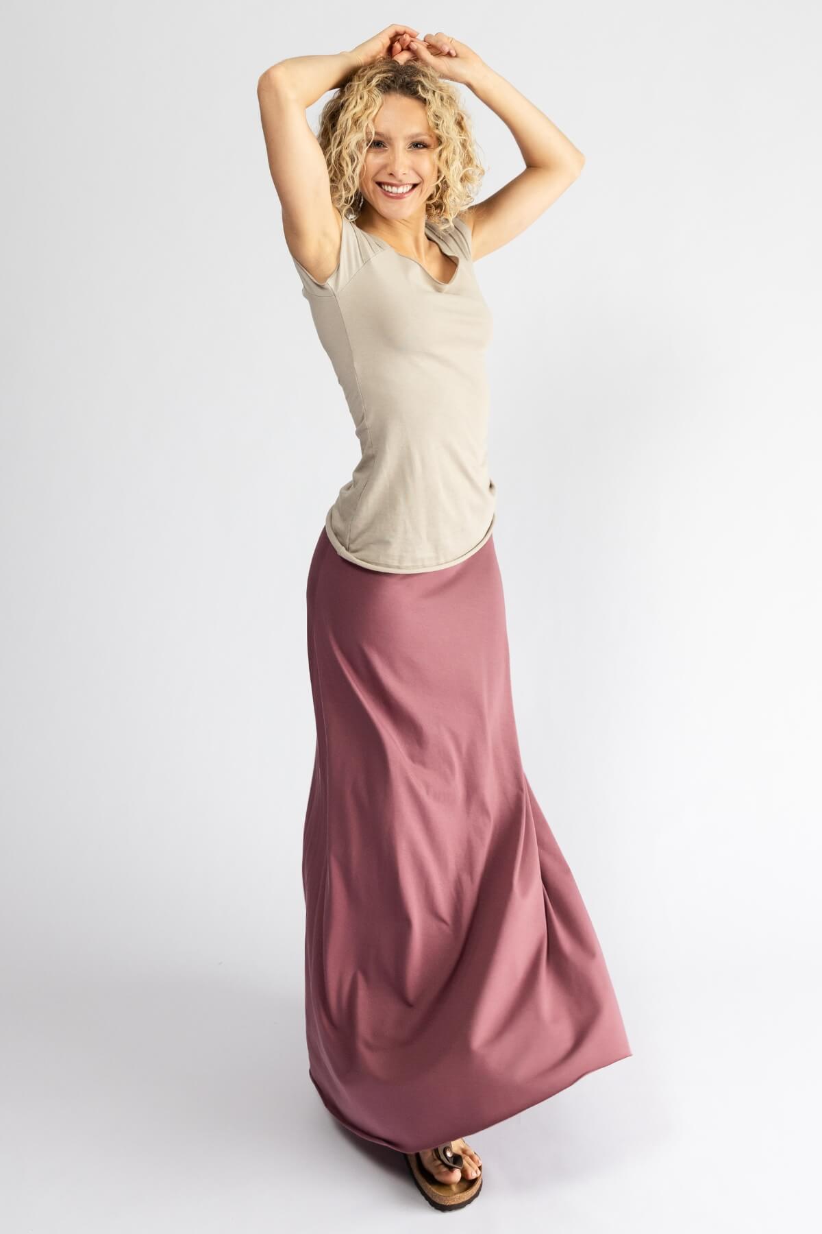 Surya Organic Cotton 'Sonder' Skirt made in Nepal - Dusty Mauve