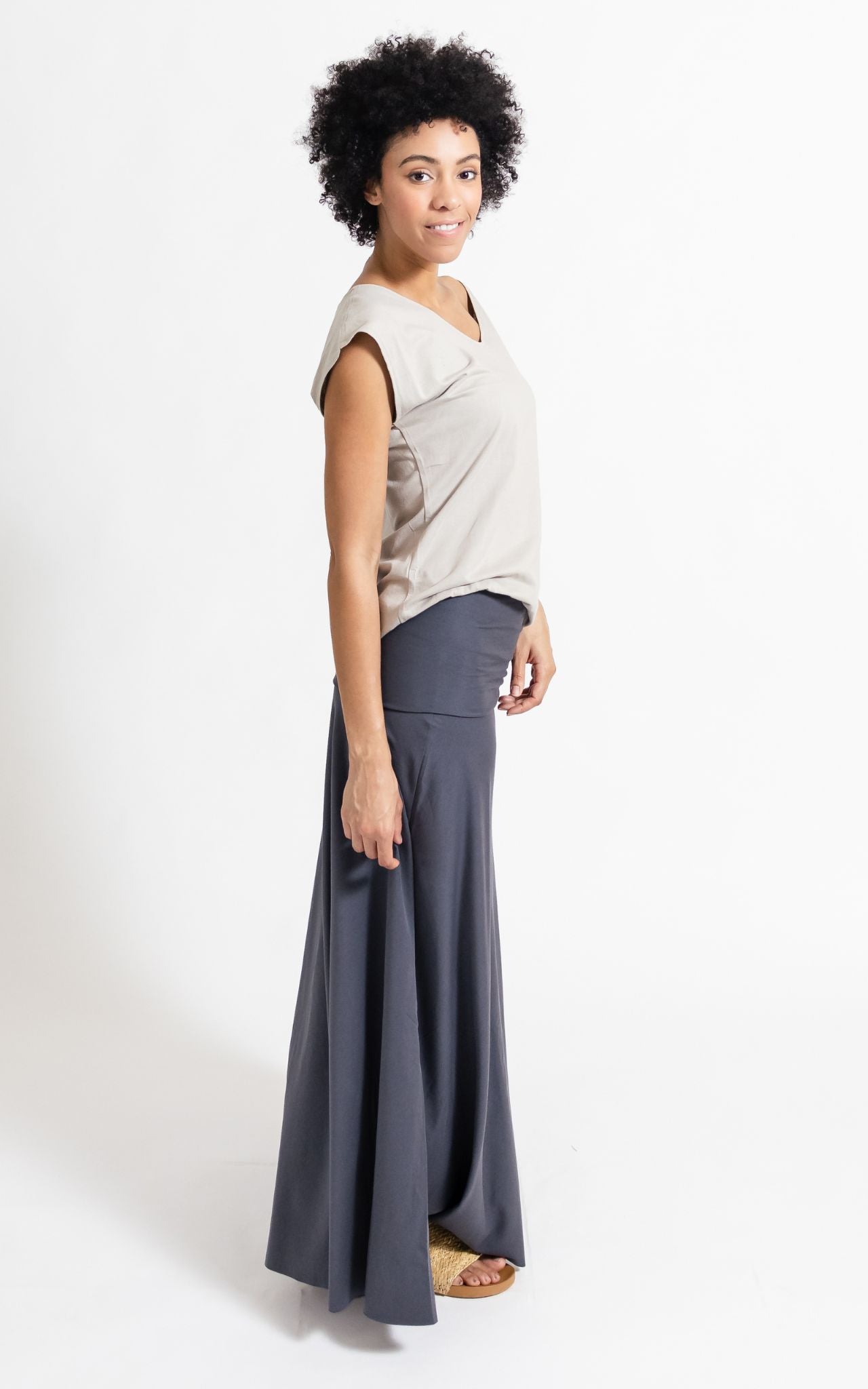 Surya Australia Organic Cotton Maxi 'Sonder' Skirt made in Nepal - Dusty Grey